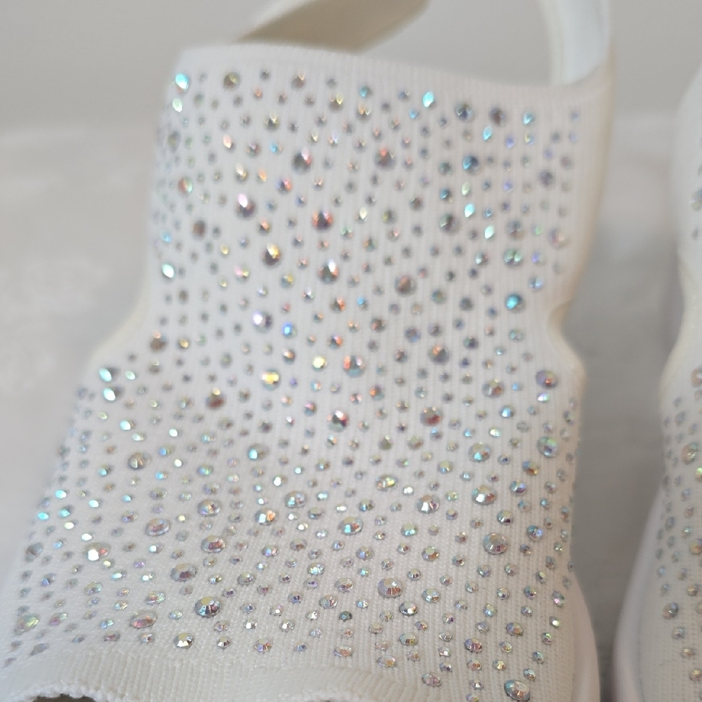 Bzees White Rhinestone Slip-On Slingback Sandals - Picture 4 of 16